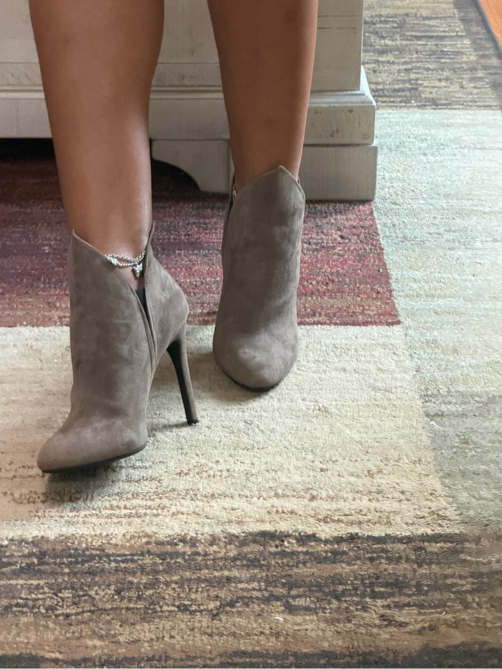 Nine West Grey Suede Pointed Toe Ankle Booties - Picture 10 of 10
